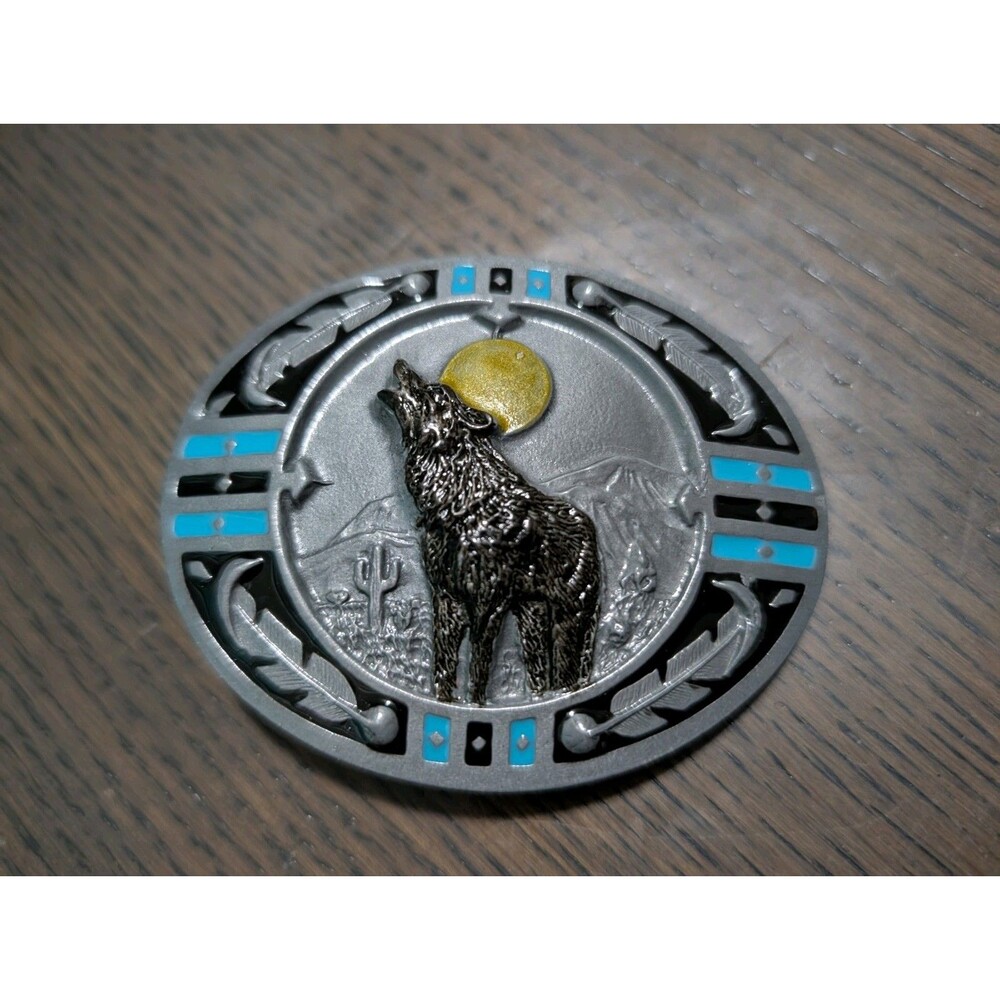 Bergamot Brass Works Howling Wolf Belt Buckle Made in USA Southwestern Western